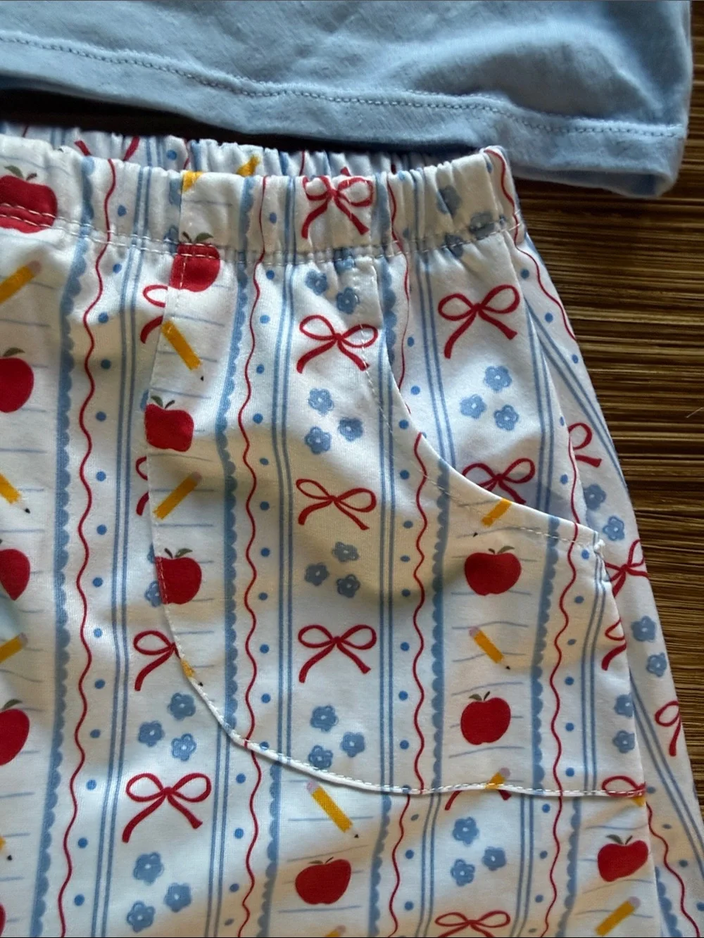 Blue Apple Applique Kids Skort Set